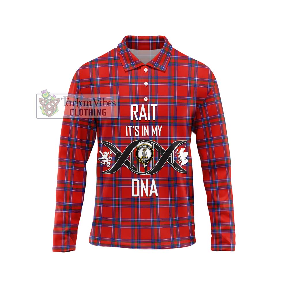 Rait Tartan Long Sleeve Polo Shirt with Family Crest DNA In Me Style Unisex - Tartanvibesclothing Shop