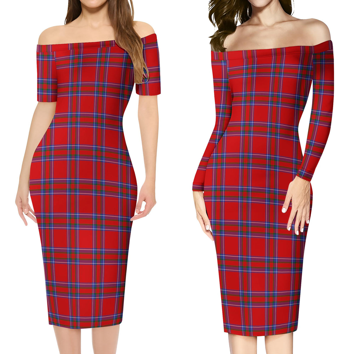 Rait Tartan Off Shoulder Lady Dress Women's Dress - Tartan Vibes Clothing