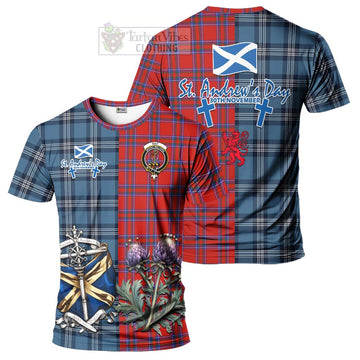 Rait Tartan T-Shirt Happy St. Andrew's Day Half Tartan Style