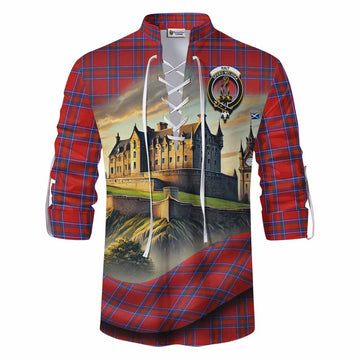 Rait Tartan Family Crest Ghillie Kilt Shirt with Scottish Ancient Castle Style Men - Tartan Vibes Clothing