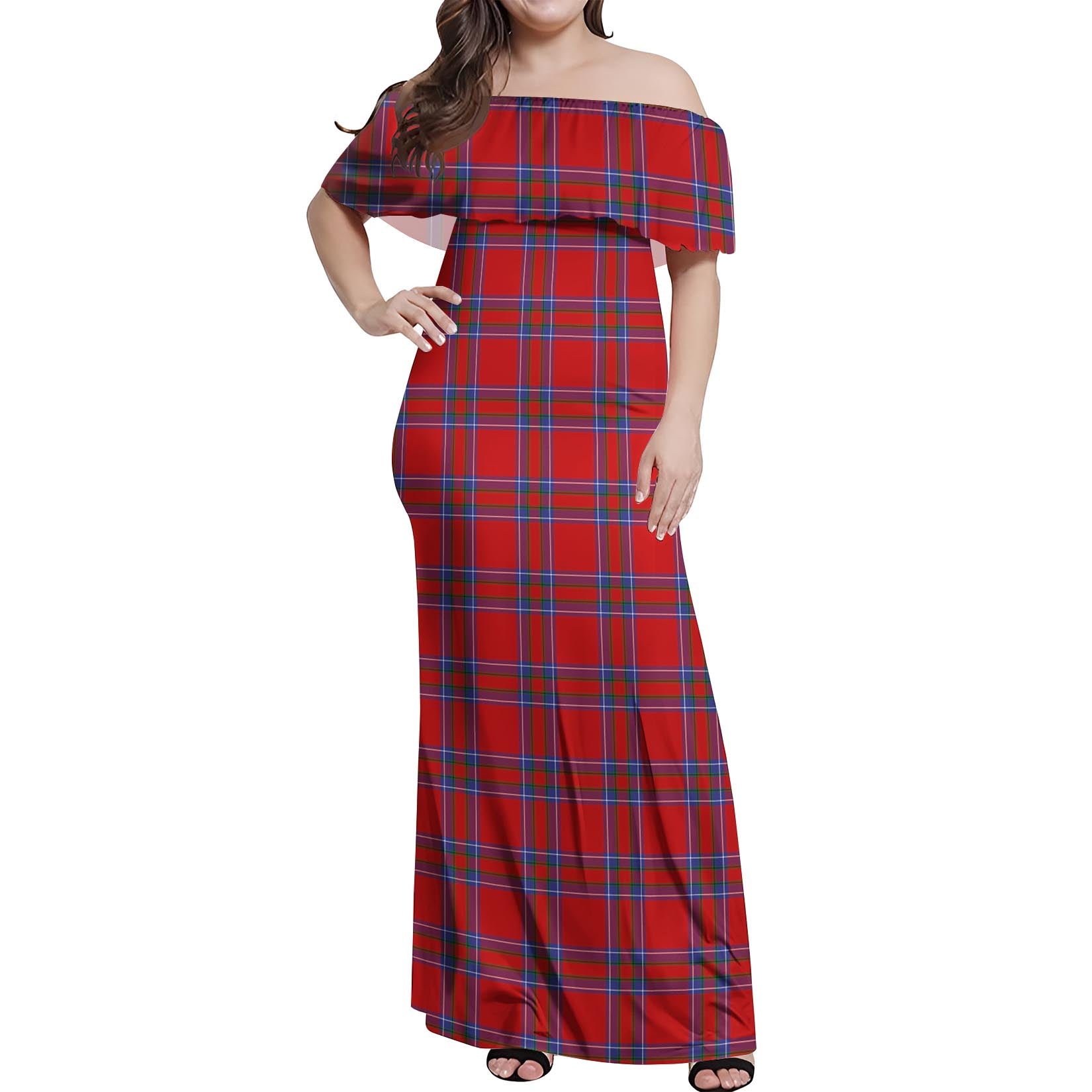 Rait Tartan Off Shoulder Long Dress Women's Dress - Tartanvibesclothing