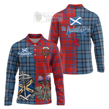 Rait Tartan Long Sleeve Polo Shirt Happy St. Andrew's Day Half Tartan Style