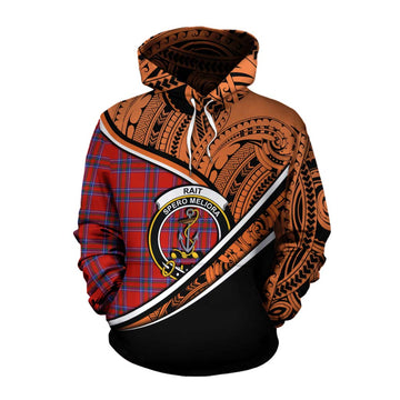 Rait Crest Tartan Cotton Hoodie with Polynesian Vibes Style - Orange Version