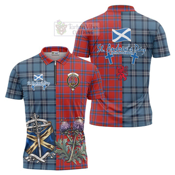 Rait Tartan Zipper Polo Shirt Happy St. Andrew's Day Half Tartan Style