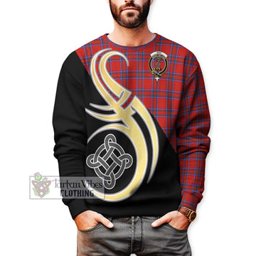 Rait Tartan Sweatshirt with Family Crest and Celtic Symbol Style