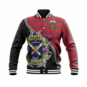 Rait Tartan Family Crest Baseball Jacket Lion Rampant Royal Thistle Shield Celtic Inspired Unisex - Tartan Vibes Clothing