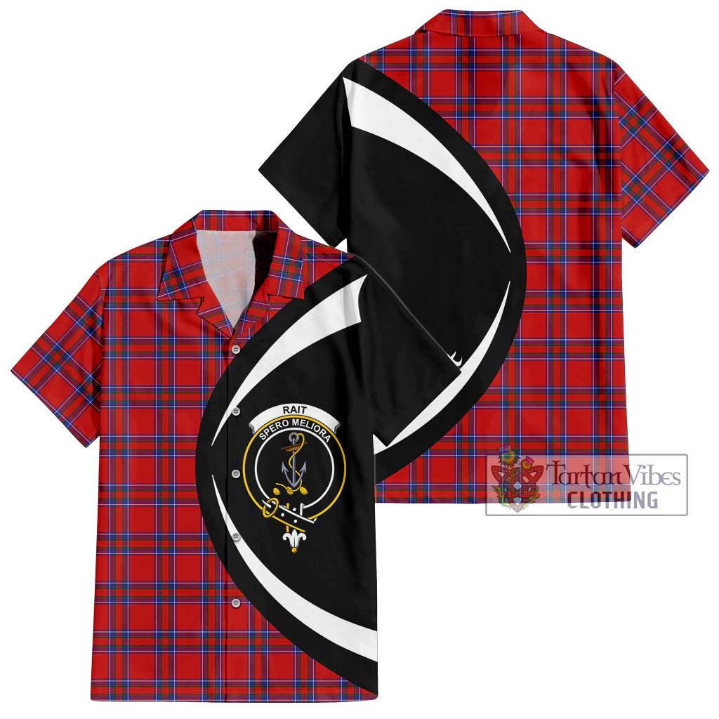 Rait Tartan Short Sleeve Button Up with Family Crest Circle Style Kid - Tartan Vibes Clothing