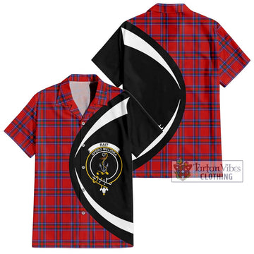 Rait Tartan Short Sleeve Button Up with Family Crest Circle Style