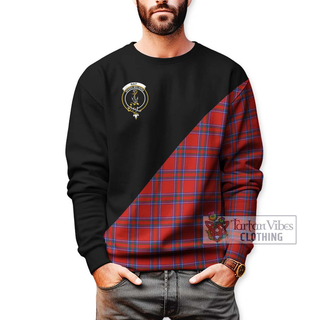 Rait Tartan Sweatshirt with Family Crest and Military Logo Style Unisex - Tartan Vibes Clothing
