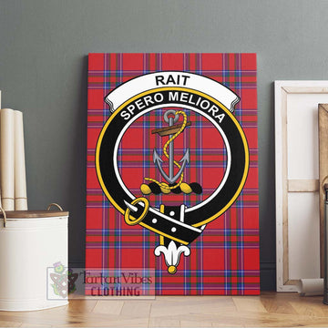 Rait Tartan Canvas Print Wall Art with Family Crest