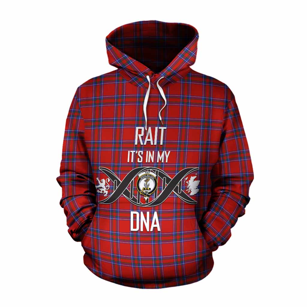 Tartan Vibes Clothing Rait Tartan Cotton Hoodie with Family Crest DNA In Me Style