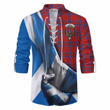 Rait Tartan Ghillie Kilt Shirt with Family Crest Scotland Patriotic Style