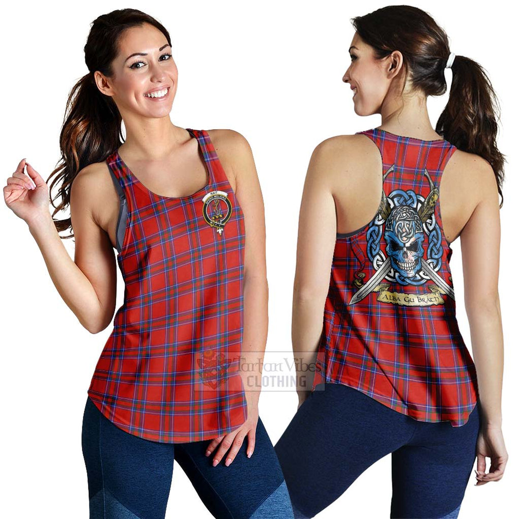 Tartan Vibes Clothing Rait Tartan Women's Racerback Tanks with Family Crest Celtic Skull Style