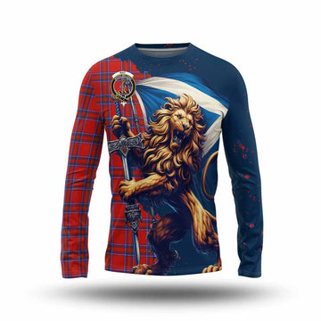 Rait Tartan Family Crest Long Sleeve T-Shirt with Scottish Majestic Lion