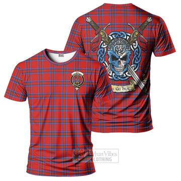 Rait Tartan T-Shirt with Family Crest Celtic Skull Style