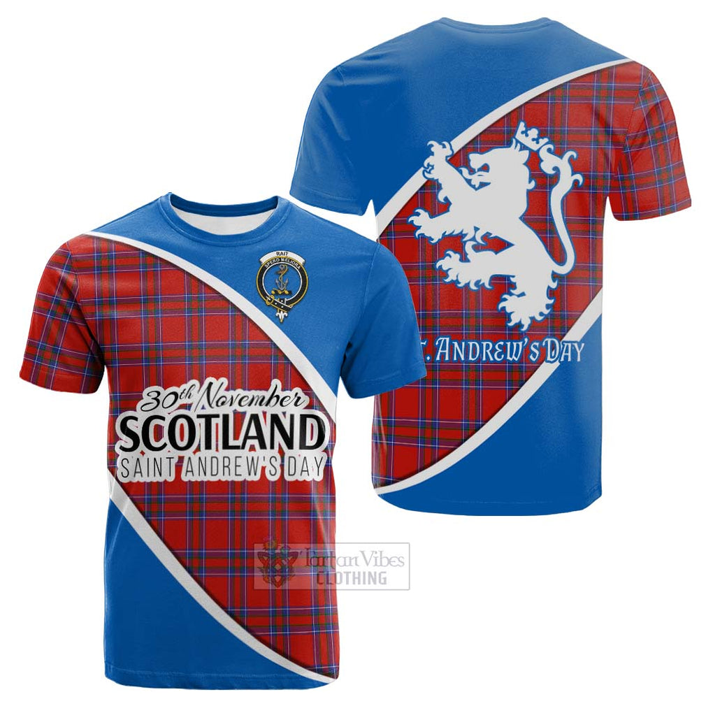 Tartan Vibes Clothing Rait Family Crest Tartan Cotton T-shirt Celebrate Saint Andrew's Day in Style