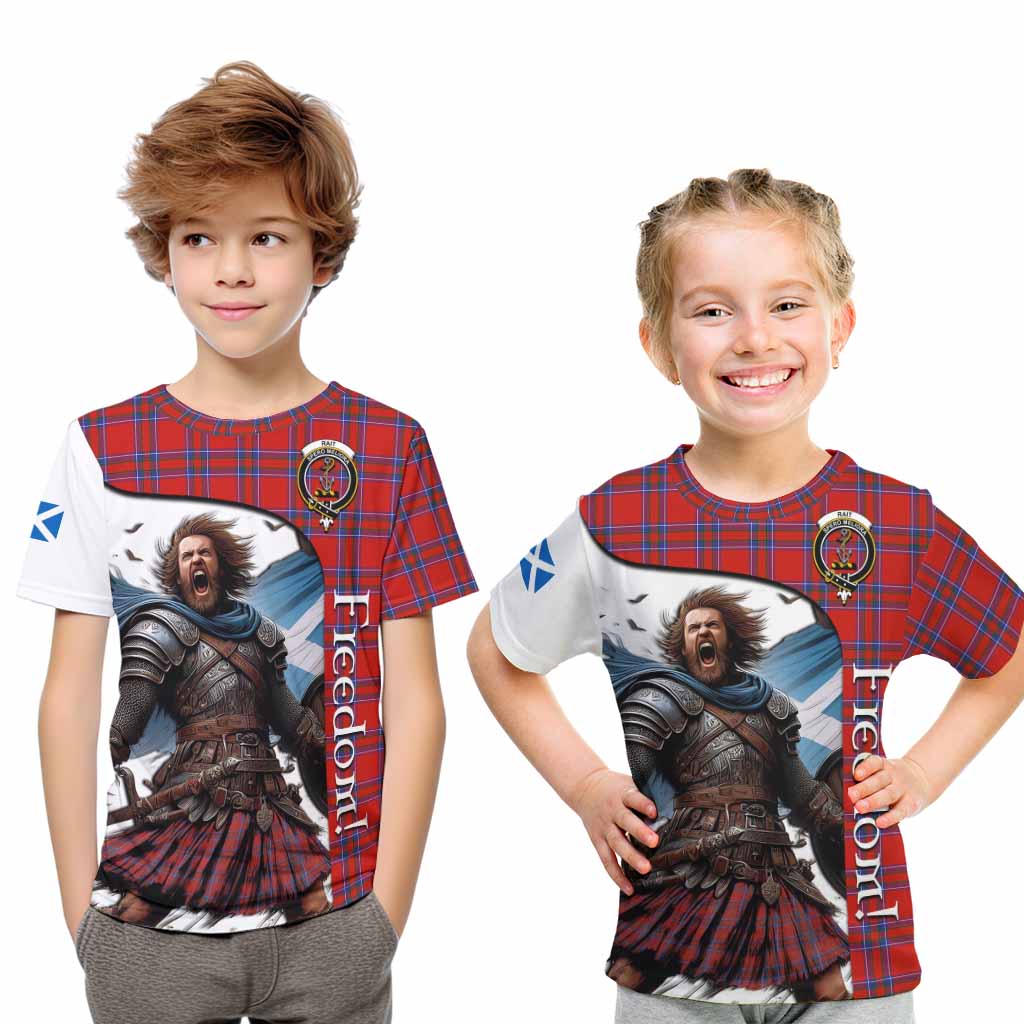 Tartan Vibes Clothing Rait Crest Tartan Kid T-Shirt Inspired by the Freedom of Scottish Warrior