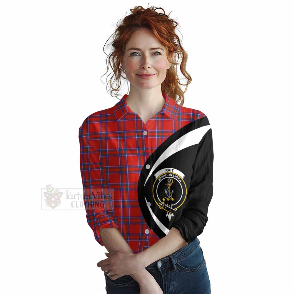 Tartan Vibes Clothing Rait Tartan Women's Casual Shirt with Family Crest Circle Style