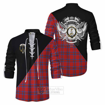 Rait Tartan Ghillie Kilt Shirt with Family Crest and Military Logo Style