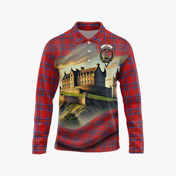 Rait Tartan Family Crest Long Sleeve Polo Shirt with Scottish Ancient Castle Style Unisex - Tartan Vibes Clothing