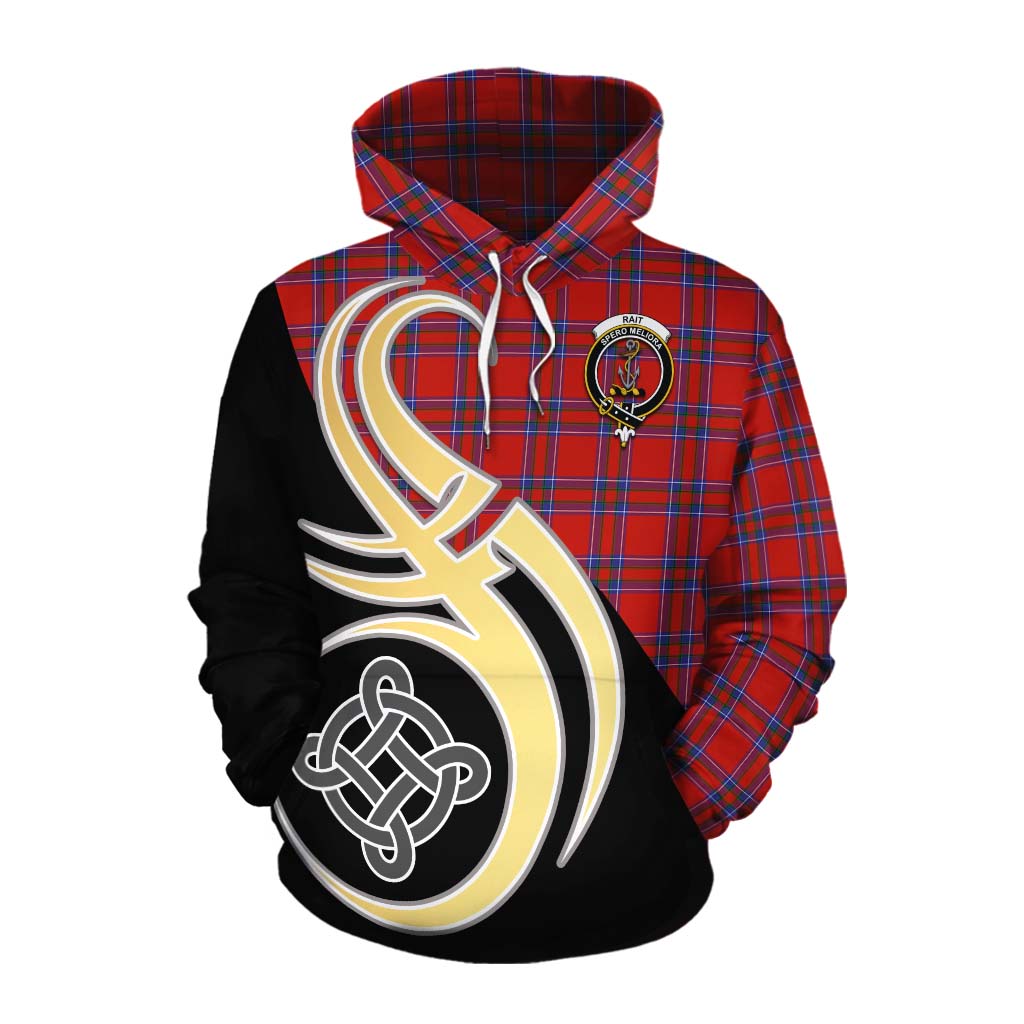 Tartan Vibes Clothing Rait Tartan Cotton Hoodie with Family Crest and Celtic Symbol Style