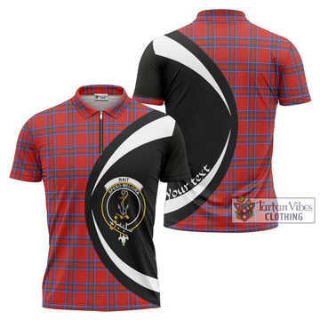 Rait Tartan Zipper Polo Shirt with Family Crest Circle Style