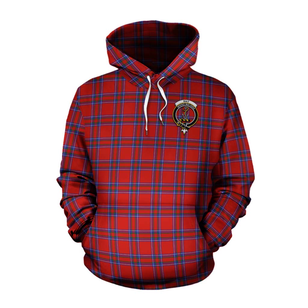 Tartan Vibes Clothing Rait Tartan Cotton Hoodie with Family Crest Celtic Skull Style