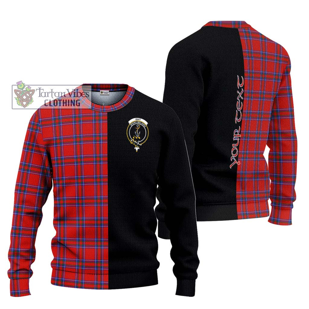 Rait Tartan Knitted Sweater with Family Crest and Half Of Me Style Unisex - Tartanvibesclothing Shop