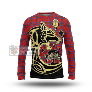 Rait Tartan Long Sleeve T-Shirt with Family Crest Celtic Wolf Style