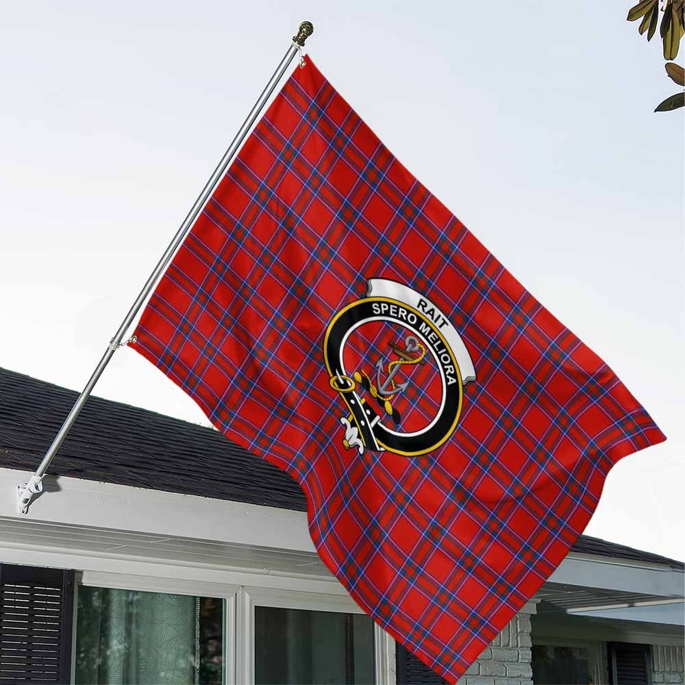 Tartan Vibes Clothing Rait Tartan House Flag with Family Crest