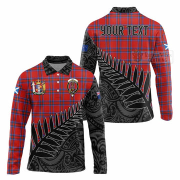 Rait Crest Tartan Long Sleeve Polo Shirt with New Zealand Silver Fern Half Style