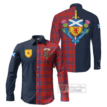 Rait Tartan Long Sleeve Button Shirt Alba with Scottish Lion Royal Arm Half Style