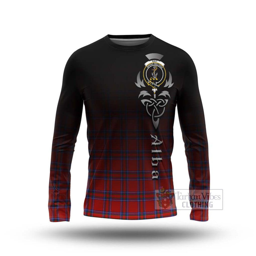 Tartan Vibes Clothing Rait Tartan Long Sleeve T-Shirt Featuring Alba Gu Brath Family Crest Celtic Inspired