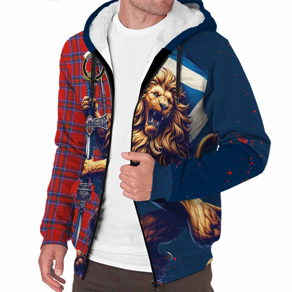 Tartan Vibes Clothing Rait Tartan Family Crest Sherpa Hoodie with Scottish Majestic Lion