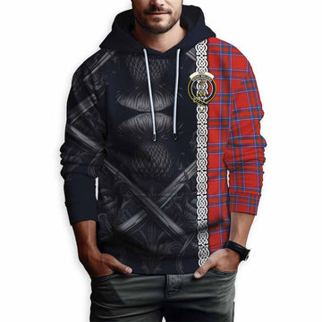 Rait Tartan Hoodie with Family Crest Cross Sword Thistle Celtic Vibes