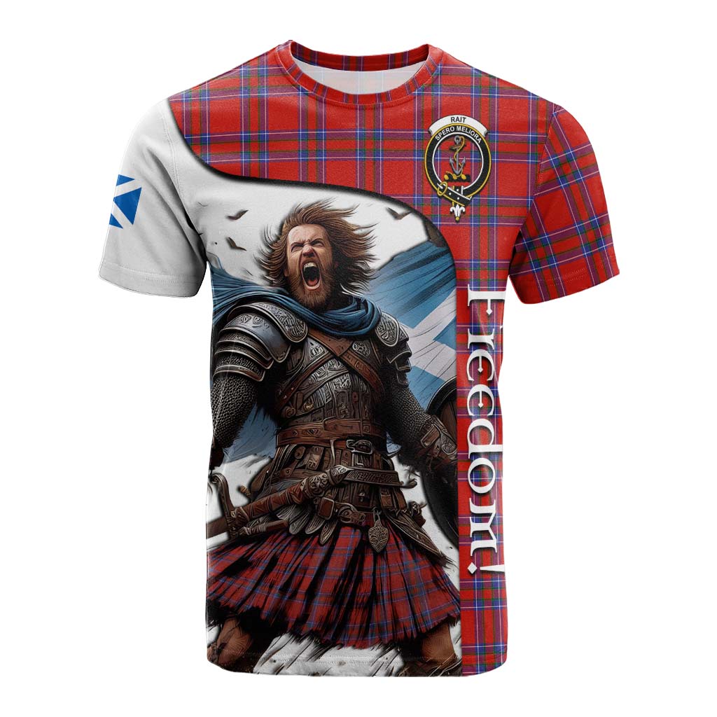 Tartan Vibes Clothing Rait Crest Tartan Cotton T-shirt Inspired by the Freedom of Scottish Warrior