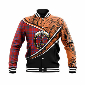 Rait Crest Tartan Baseball Jacket with Polynesian Vibes Style - Orange Version