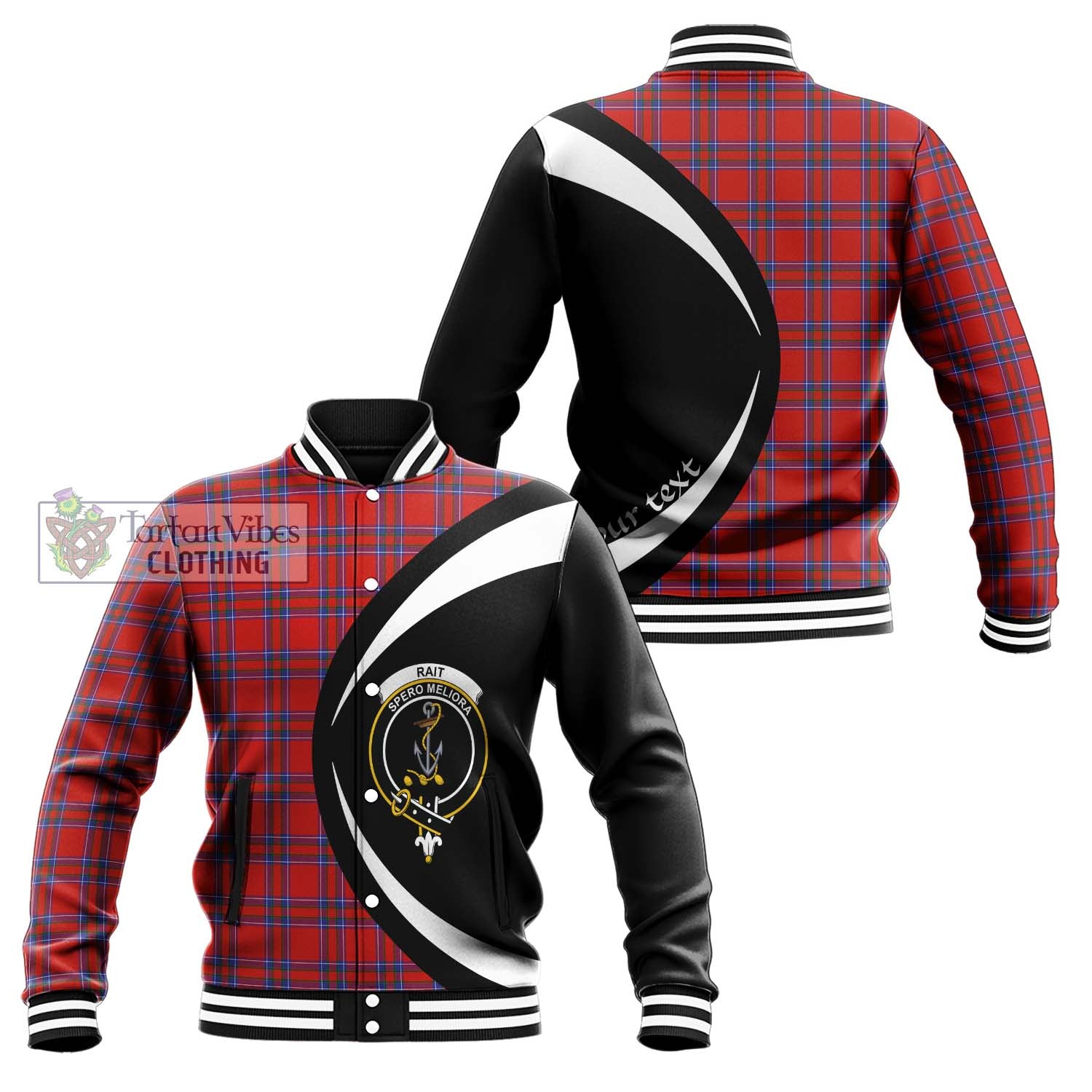 Rait Tartan Baseball Jacket with Family Crest Circle Style Unisex - Tartan Vibes Clothing