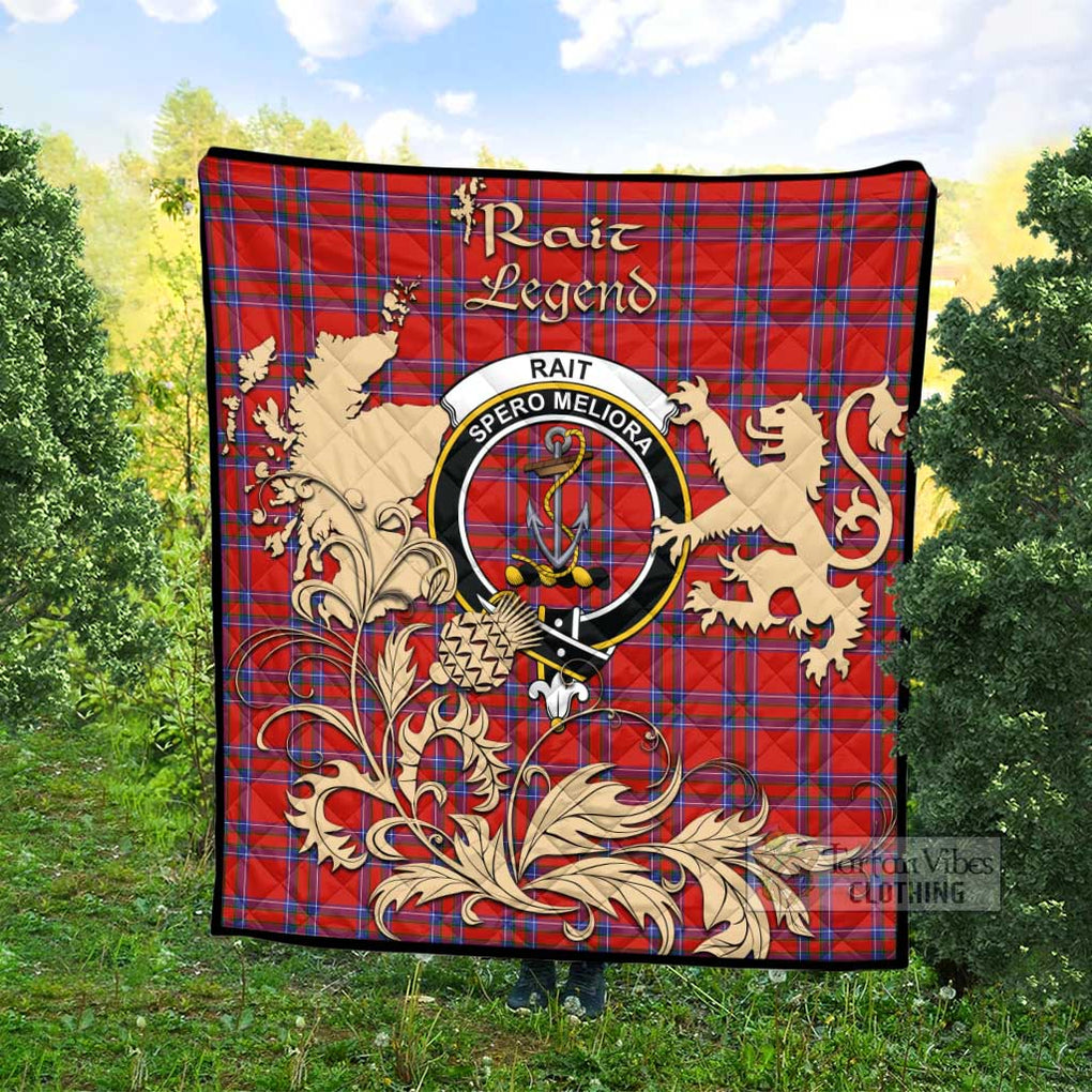 Tartan Vibes Clothing Rait Tartan Quilt with Family Crest and Scottish Symbol Style