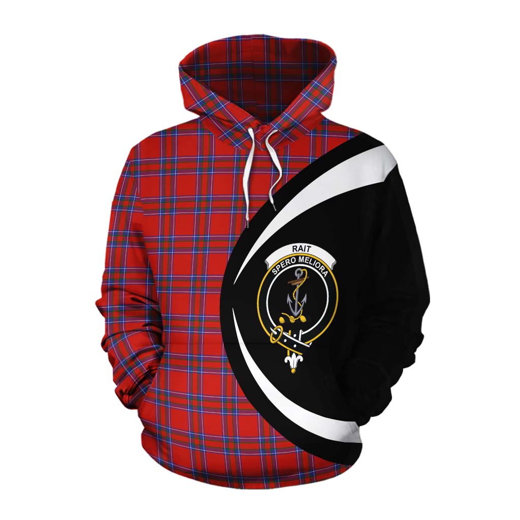 Tartan Vibes Clothing Rait Tartan Cotton Hoodie with Family Crest Circle Style