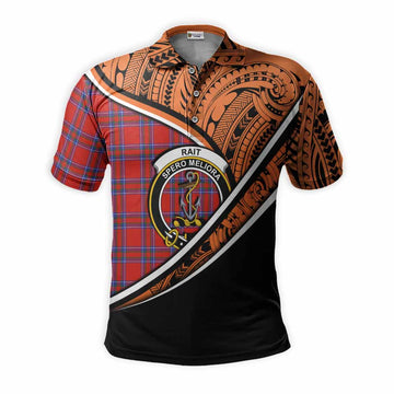 Rait Crest Tartan Polo Shirt with Polynesian Vibes Style - Orange Version