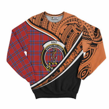 Rait Crest Tartan Sweatshirt with Polynesian Vibes Style - Orange Version