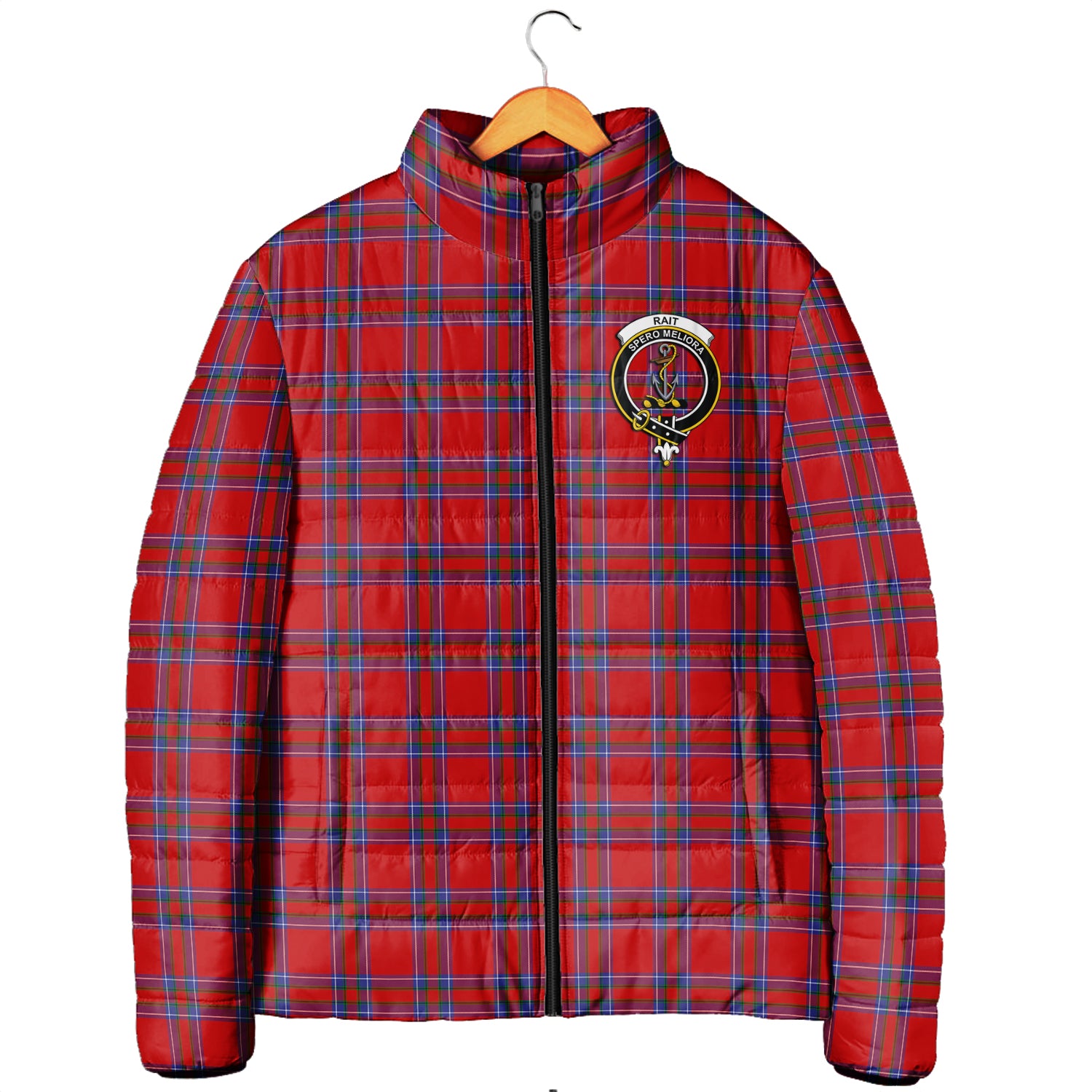 Rait Tartan Padded Jacket with Family Crest Men's Padded Jacket - Tartan Vibes Clothing