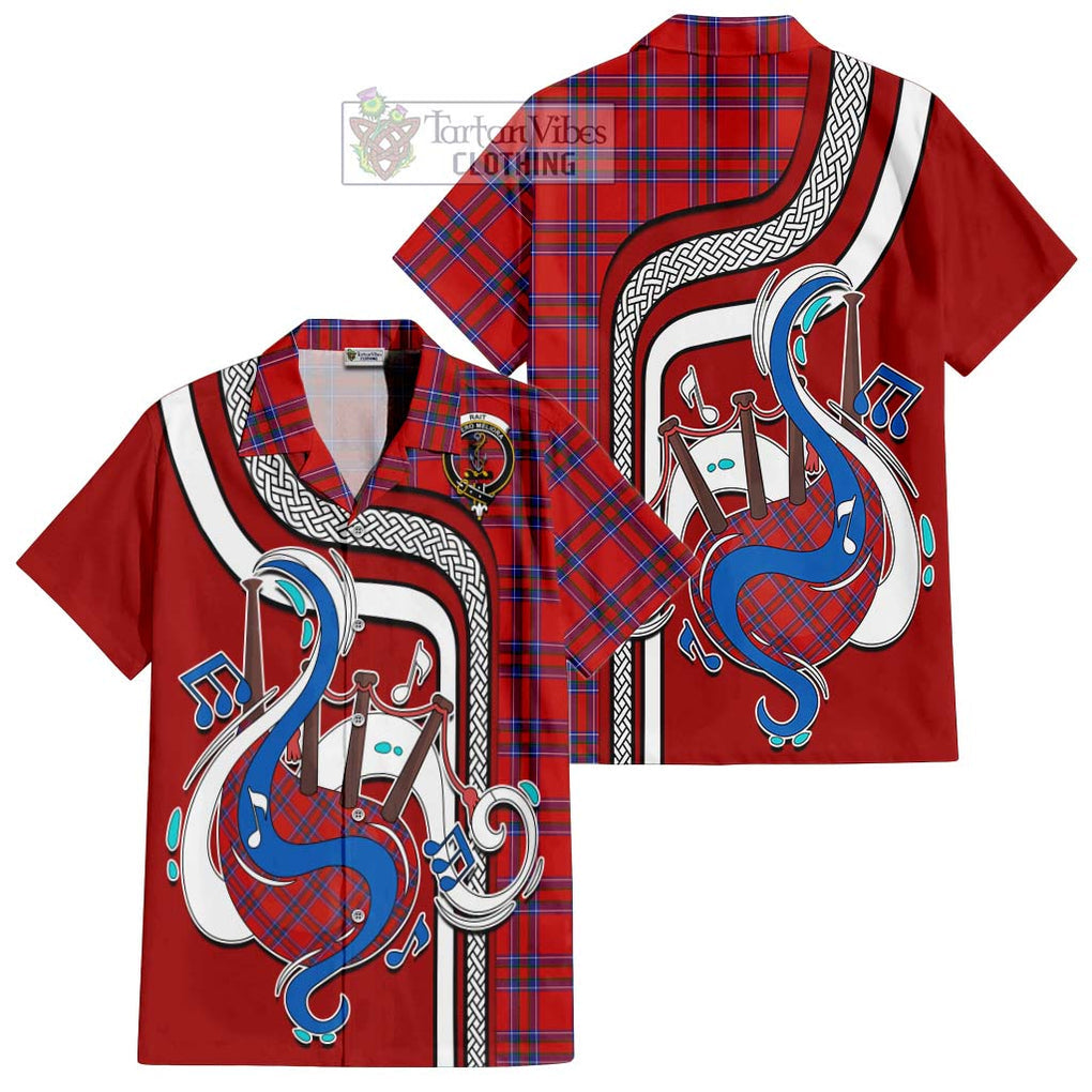 Rait Tartan Short Sleeve Button Shirt with Epic Bagpipe Style Kid - Tartanvibesclothing Shop