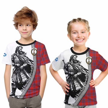 Rait Tartan Clan Crest Kid T-Shirt with Highlander Warrior Celtic Style