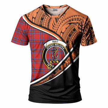 Rait Crest Tartan T-Shirt with Polynesian Vibes Style - Orange Version