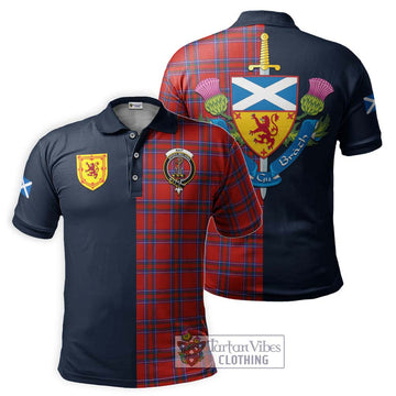 Rait Tartan Polo Shirt Alba with Scottish Lion Royal Arm Half Style