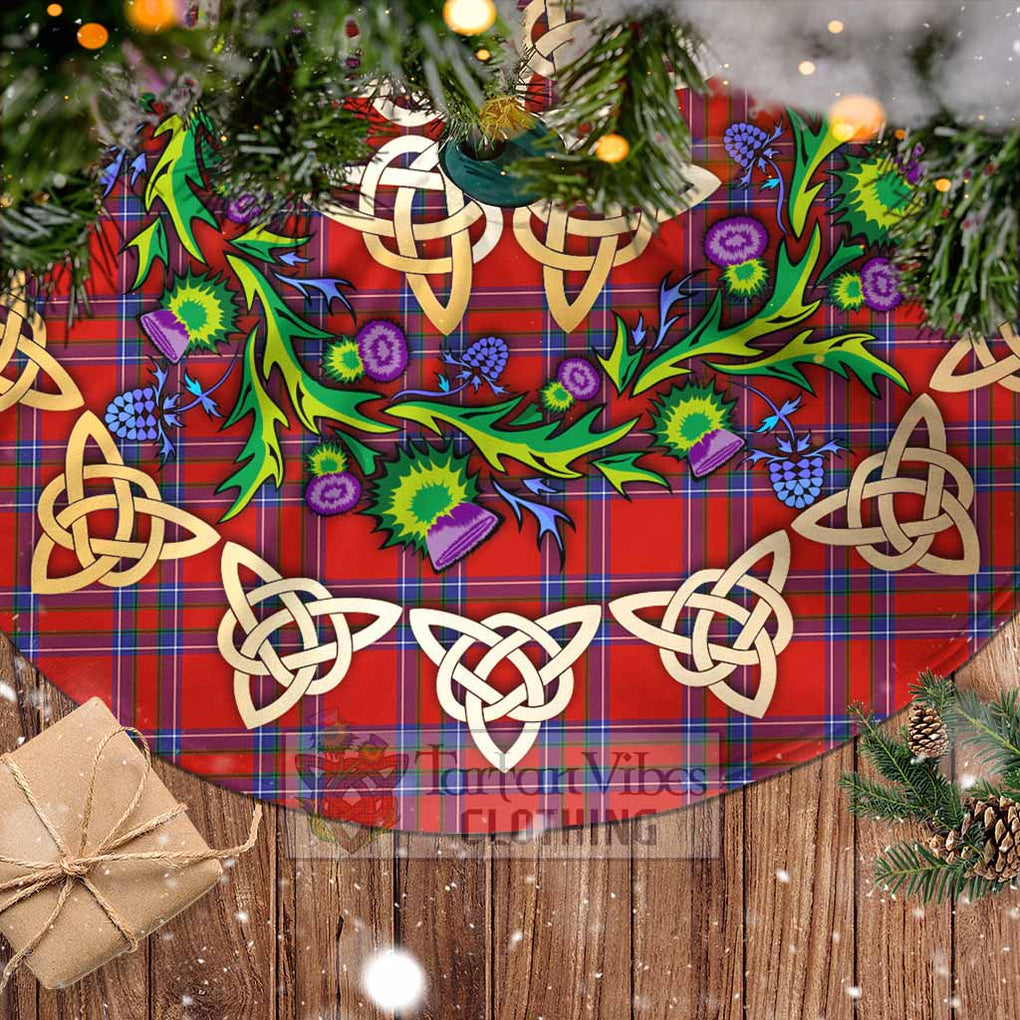 Tartan Vibes Clothing Rait Tartan Christmas Tree Skirt with Thistle Celtic Knot Style