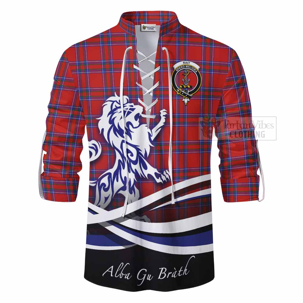 Tartan Vibes Clothing Rait Tartan Ghillie Kilt Shirt with Alba Gu Brath Regal Lion Emblem