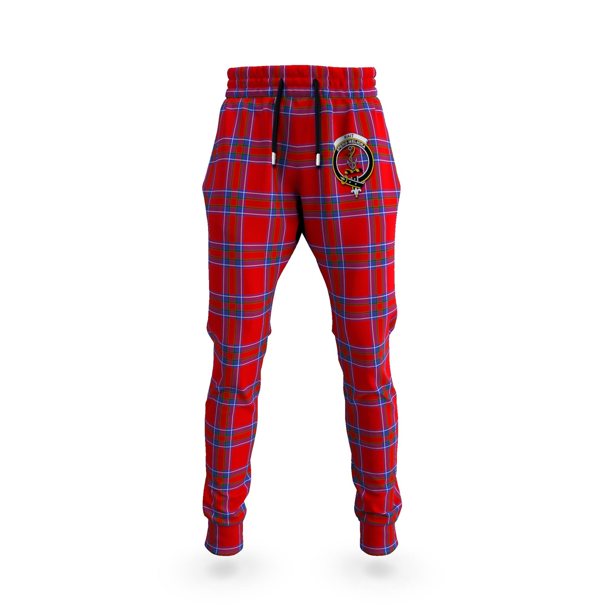 Rait Tartan Joggers Pants with Family Crest - Tartanvibesclothing Shop